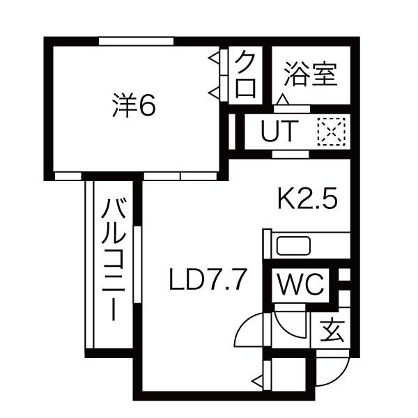 ルポール苫小牧(1LDK/1階)の間取り写真