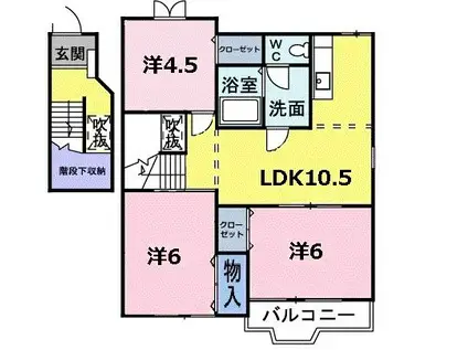 フルールB棟(3LDK/2階)の間取り写真