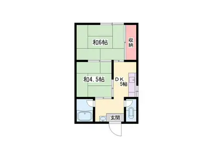 本町荘(2DK/1階)の間取り写真