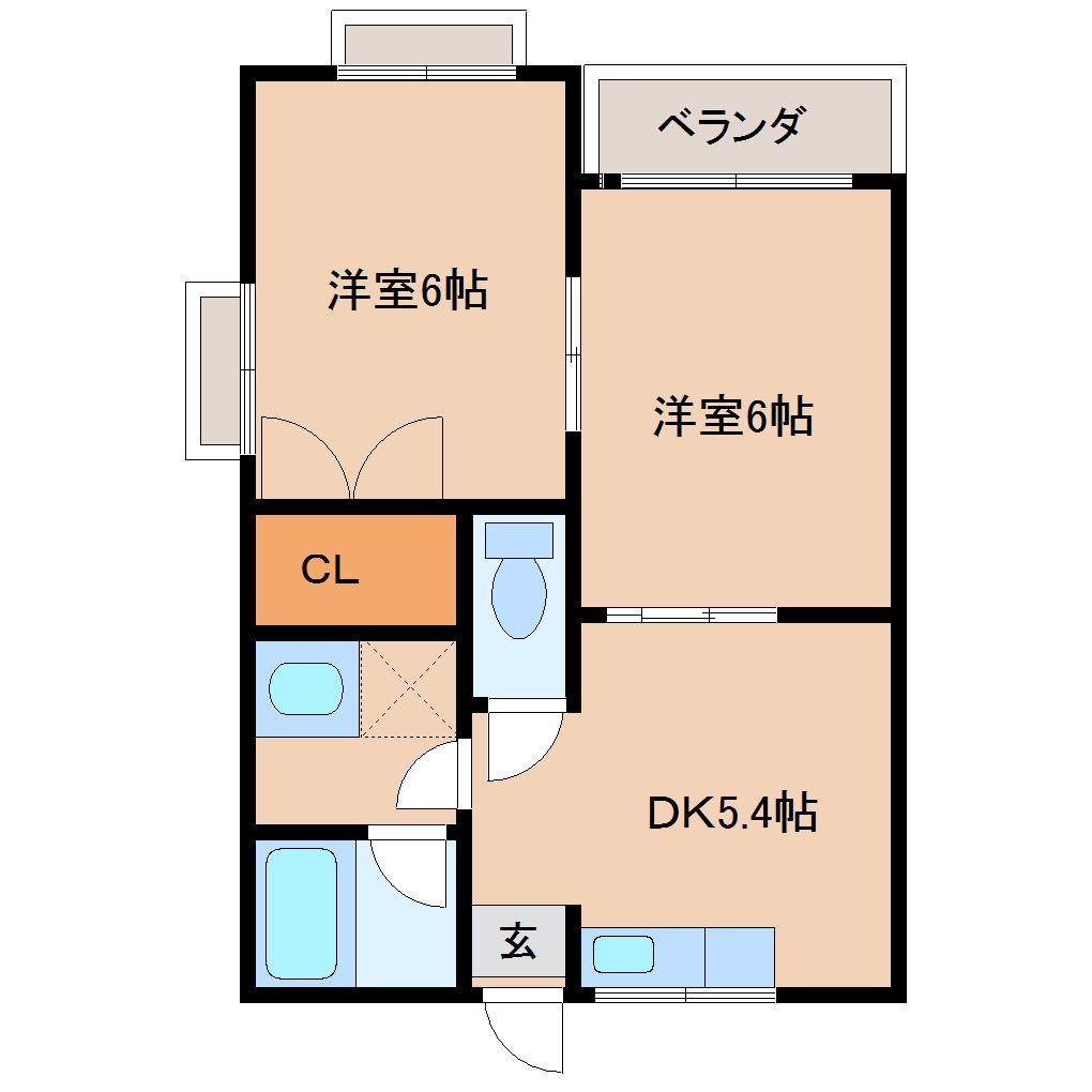 PAL富山(2DK/1階)の間取り写真