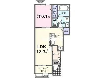フェニックス II(1LDK/1階)の間取り写真