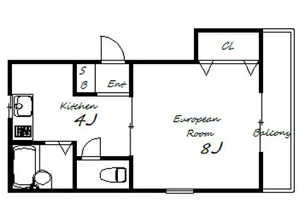 ハニーハイツ(1K/2階)の間取り写真