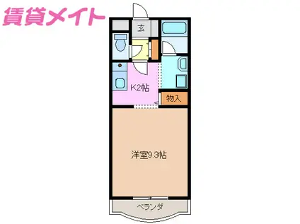 ハビテーション三石塚(1K/3階)の間取り写真