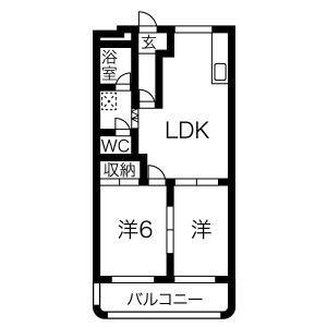 ロイヤルハイツ廣瀬100(2LDK/2階)の間取り写真