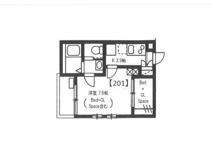 パディ世田谷ー2032年12月31日迄・定期契約ー(1K/2階)の間取り写真