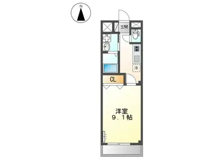 ノース GARDEN A棟(1K/1階)の間取り写真