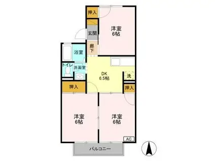 パークサイド安野(3DK/2階)の間取り写真