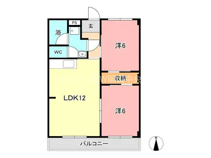 虫明第ニマンション(2LDK/3階)の間取り写真