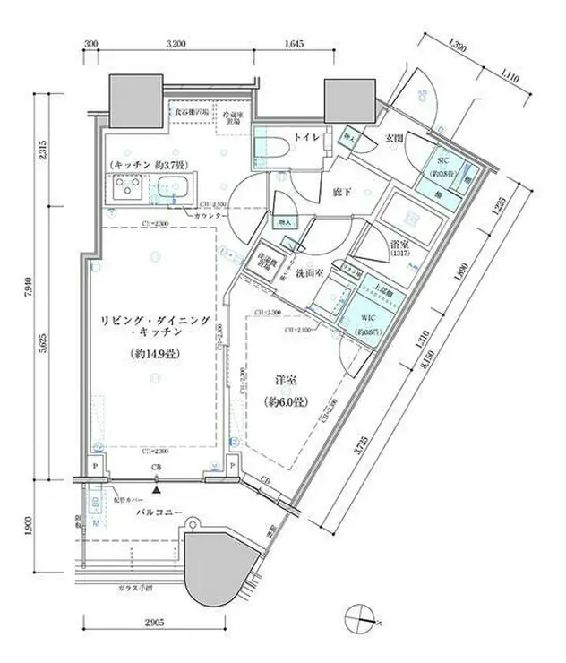 パークタワー勝どきサウス 3階階 間取り