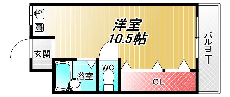セジュール八戸ノ里(ワンルーム/2階)の間取り写真