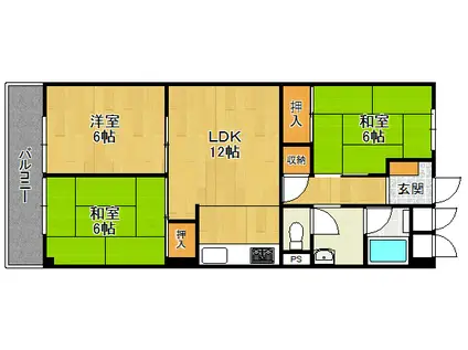 宝塚ビューハイツ(3LDK/2階)の間取り写真