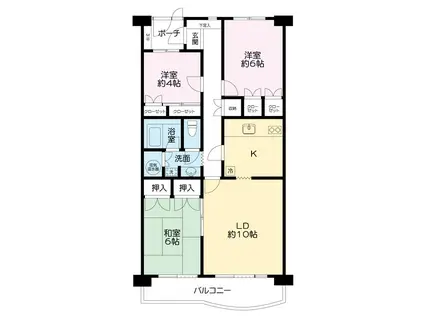 稲毛パークハウスC棟(3LDK/4階)の間取り写真