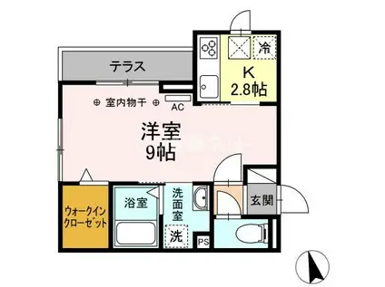 D-HILLS中沢(1K/1階)の間取り写真