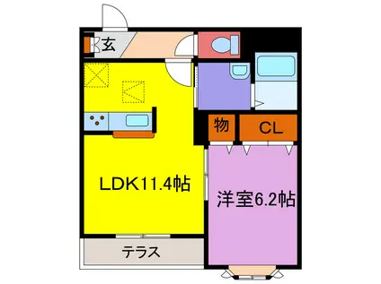 カルムリー福崎B・C(1LDK/1階)の間取り写真