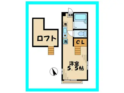 ハーミットクラブハウス 中野島(ワンルーム/2階)の間取り写真