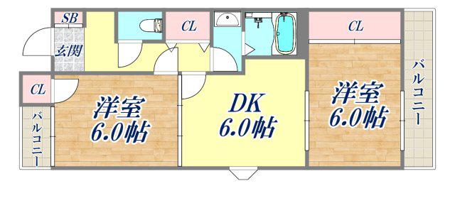 パークヒルズ津田(2DK/2階)の間取り写真