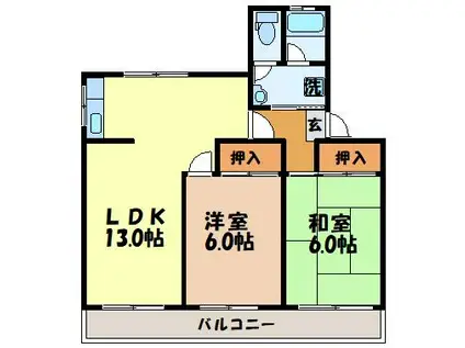 フロンティア西山台(2LDK/3階)の間取り写真