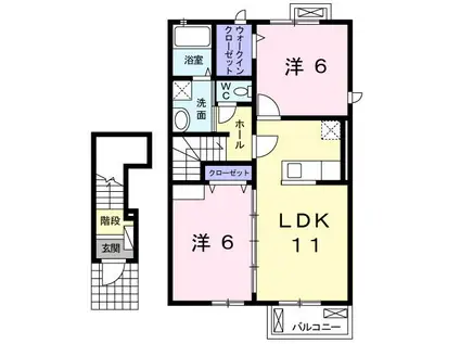 ユニゾンIV(2LDK/2階)の間取り写真