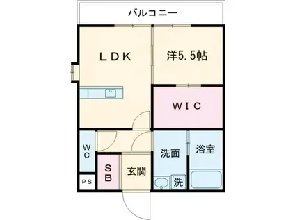 グリタハウスD(1LDK/2階)の間取り写真