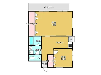 第5梅香園ビル(2DK/4階)の間取り写真
