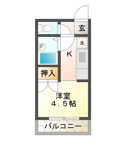 グリーンプラザ八木(1K/2階)の間取り写真