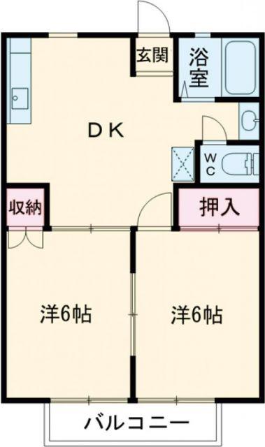 サンシティ向山B(2DK/1階)の間取り写真