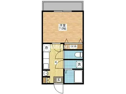 ハイツリバーG(1K/4階)の間取り写真