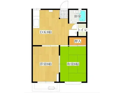 パラグレイス II(2DK/2階)の間取り写真