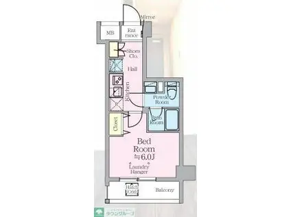 ティモーネグランデ川口(1K/6階)の間取り写真