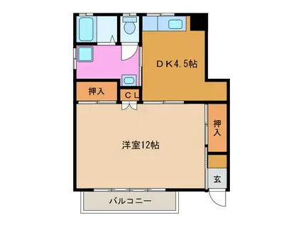 大野ハイツ(1DK/1階)の間取り写真