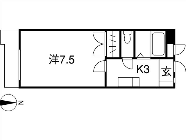 べラ藤見ヶ丘マンション(1K/3階)の間取り写真