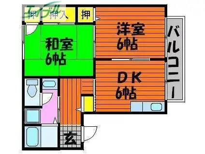 ディアコートLOVEII(2DK/2階)の間取り写真