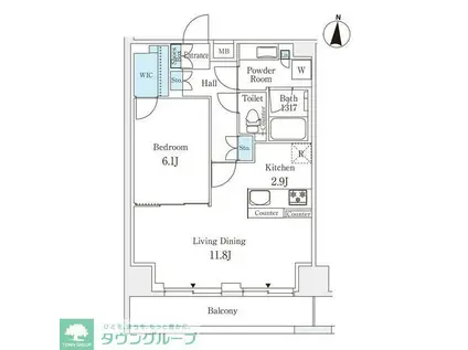 ラティエラ練馬(1LDK/12階)の間取り写真