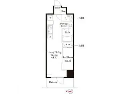 ハーモニーレジデンス東京武蔵関ウエスト SIDE(1LDK/8階)の間取り写真