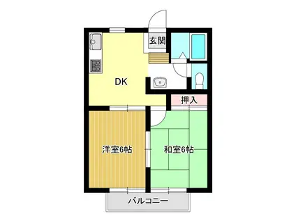 幸町・聖北ハイツB棟(2DK/1階)の間取り写真