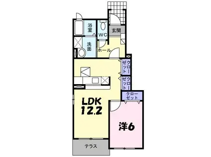 フラワーヒルズB(1LDK/1階)の間取り写真