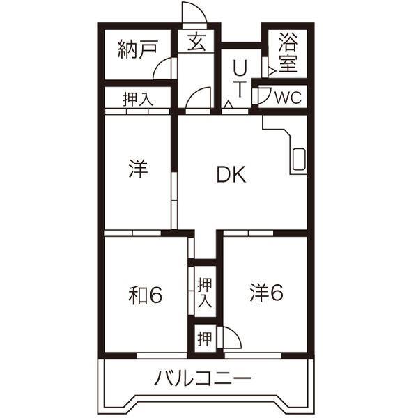 ロイヤルメゾンHAMADA(3DK/6階)の間取り写真