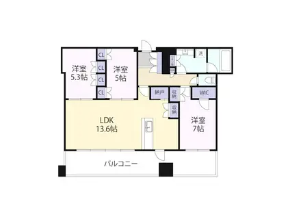 グランドメゾンガーデンシティ小倉(3LDK/15階)の間取り写真