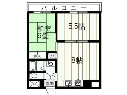 グリーンハイム瓜生(2DK/3階)の間取り写真