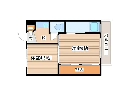 ビレッジハウス愛島1号棟(2K/3階)の間取り写真