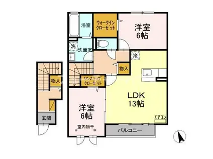 シャルマンB(2LDK/2階)の間取り写真
