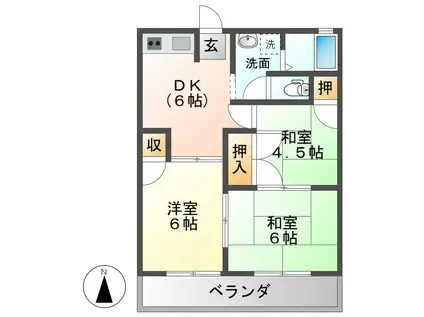 ロイヤルグリーンIII(3DK/1階)の間取り写真