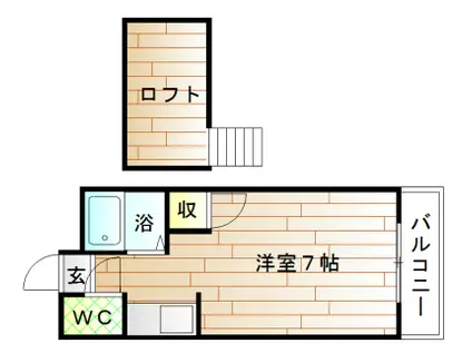 パークサイド赤間(ワンルーム/2階)の間取り写真