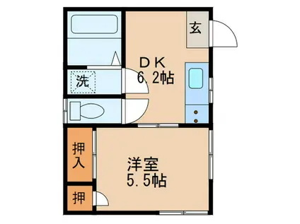 ケイナンコーポ(1DK/1階)の間取り写真