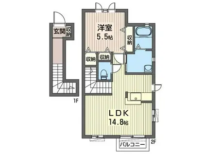 さくらハイツ(1LDK/2階)の間取り写真