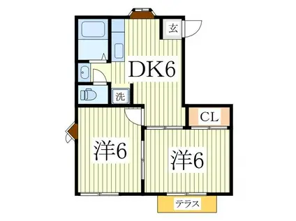 田口コーポ(2DK/1階)の間取り写真