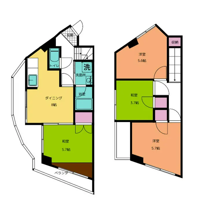 スカイハイツヴィラ横山台 5階階 間取り