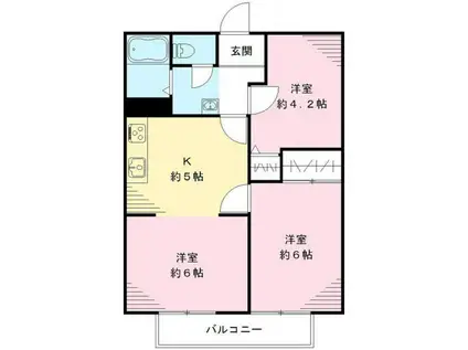 サンビレッジけやき台弐番館(2LDK/1階)の間取り写真