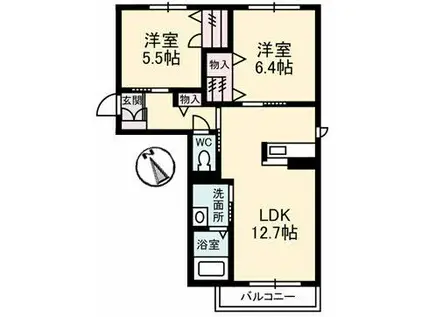 シャーメゾンAOI(2LDK/2階)の間取り写真