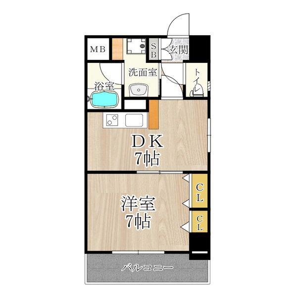 CITY SPIRE難波南(1DK/4階)の間取り写真